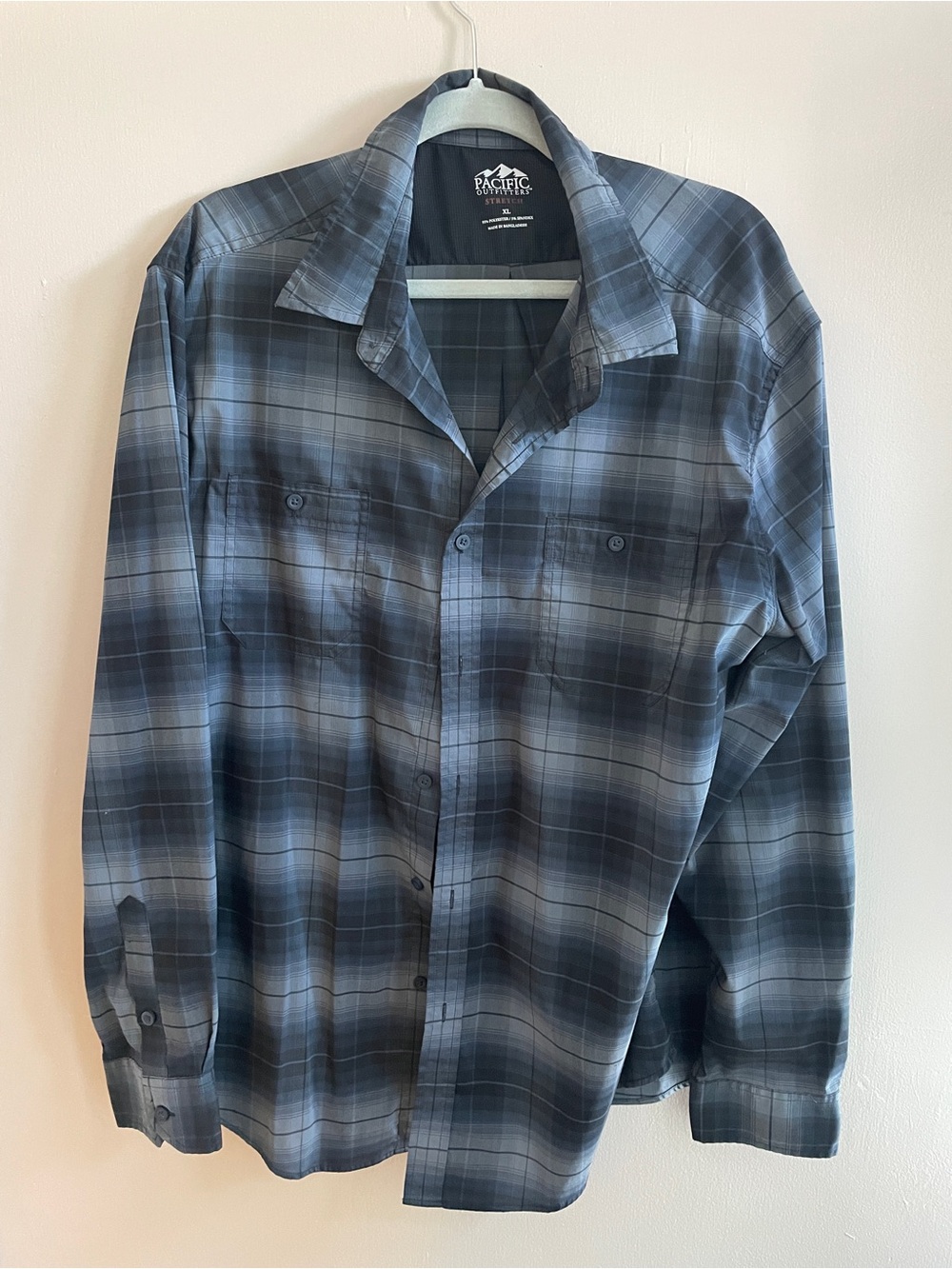 Pacific Trail Men's Blue and Gray Plaid Button-Down Shirt